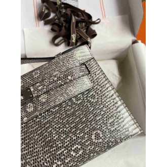 Hermes Kelly Pochette Handmade Bag In Natural Lizard Skin