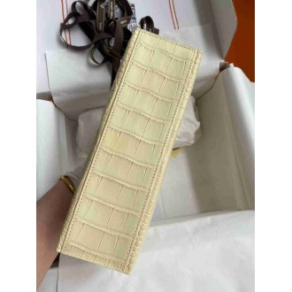 Hermes Kelly Pochette Handmade Bag In Vanille Matte Alligator Leather