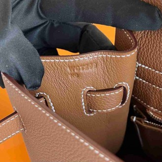 Hermes Kelly Retourne 35 Handmade Bag in Gold Clemence Leather