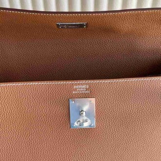 Hermes Kelly Retourne 35 Handmade Bag in Gold Clemence Leather