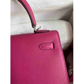 Hermes Kelly Sellier 25 Handmade Bag In Rose Purple Epsom Calfskin