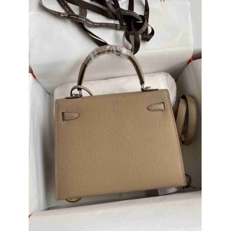 Hermes Kelly Sellier 25 Handmade Bag In Trench Epsom Calfskin