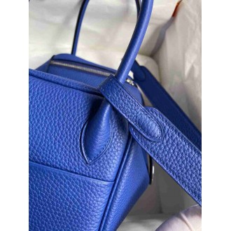Hermes Lindy 26 Handmade Bag In Blue Electric Clemence Leather