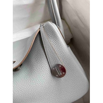 Hermes Lindy 26 Handmade Bag In Blue Glacier Clemence Leather