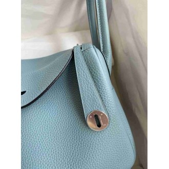 Hermes Lindy 26 Handmade Bag In Ciel Clemence Leather
