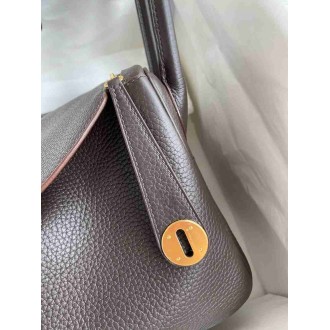 Hermes Lindy 26 Handmade Bag In Ebene Clemence Leather
