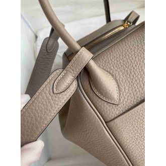 Hermes Lindy 26 Handmade Bag In Gris Asphalt Clemence Leather