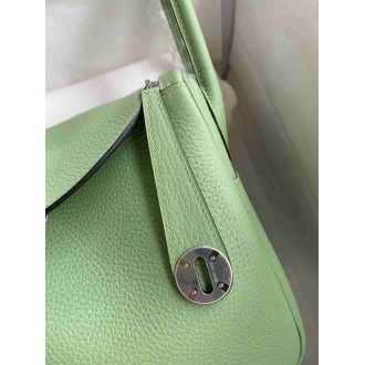Hermes Lindy 26 Handmade Bag In Vert Cypres Clemence Leather