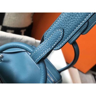 Hermes Lindy 26cm Bag In Blue Jean Clemence With PHW