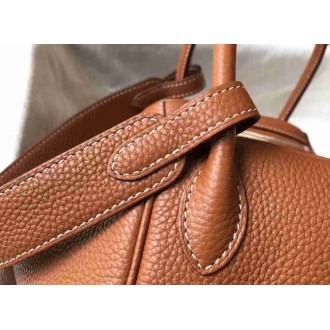 Hermes Lindy 30cm Bag In Brown Clemence Leather