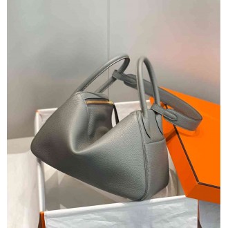 Hermes Lindy 30cm Bag In Gris Meyer Clemence Leather GHW