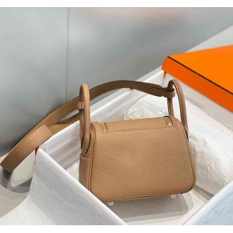 Hermes Lindy Mini Bag In Chai Clemence Leather GHW