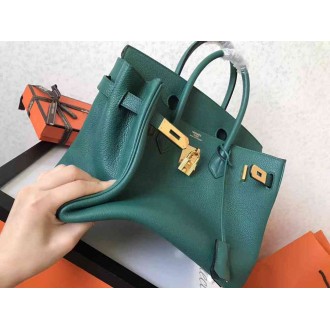 Hermes Malachite Birkin 30cm Clemence Handmade Bag