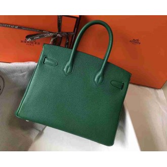 Hermes Malachite Clemence Birkin 30cm Bag