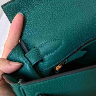 Hermes Malachite Clemence Kelly 28cm Handmade Bag