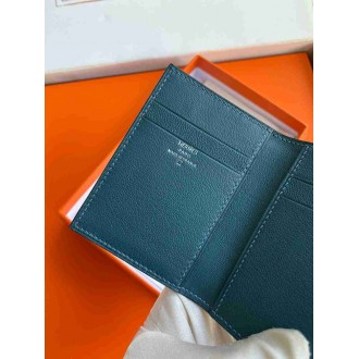 Hermes MC2 Euclide Card Holder in Blue Colvert Shiny Alligator Leather