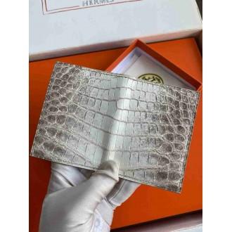Hermes MC2 Euclide Card Holder in Himalaya Niloticus Crocodile Skin