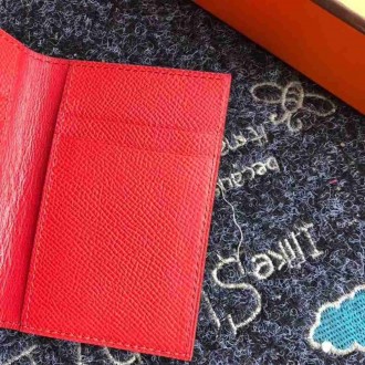 Hermes MC2 Euclide Card Holder In Red Epsom Leather