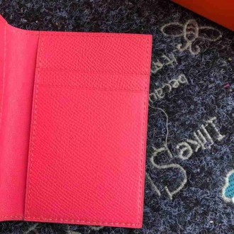 Hermes MC2 Euclide Card Holder In Rose Lipstick Epsom Leather