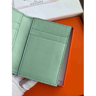 Hermes MC2 Euclide Card Holder in Vert D'eau Matte Alligator Leather