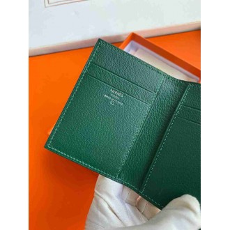 Hermes MC2 Euclide Card Holder in Vert Fonce Shiny Alligator Leather