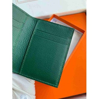 Hermes MC2 Euclide Card Holder in Vert Fonce Shiny Alligator Leather