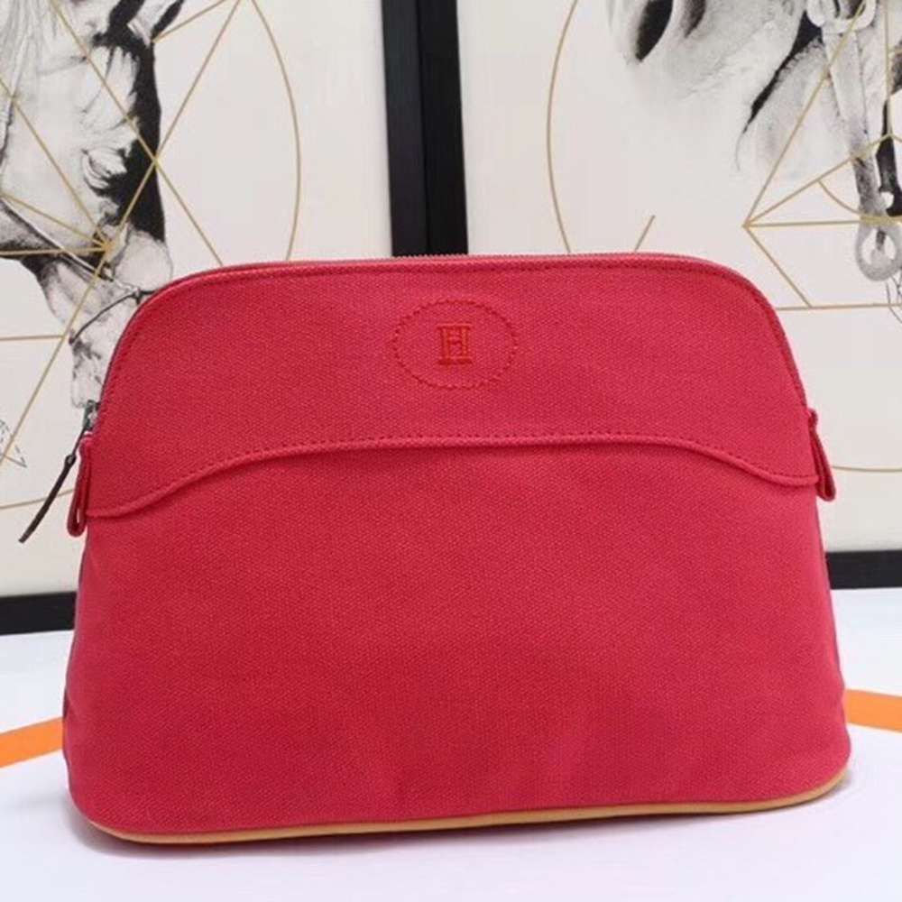 Hermes Medium Bolide Travel Case In Red Cotton