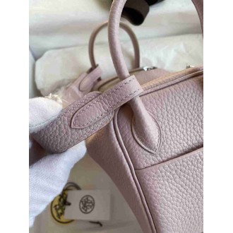 Hermes Mini Lindy Handmade Bag in Mauve Pale Clemence Leather