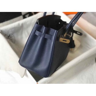 Hermes Navy Blue Clemence Birkin 30cm Bag