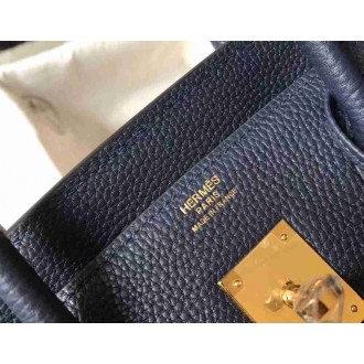 Hermes Navy Blue Clemence Birkin 35cm Bag