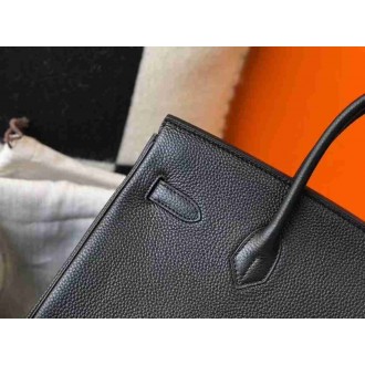 Hermes Noir Clemence Birkin 30cm Bag