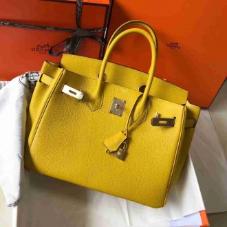 Hermes Yellow Clemence Birkin 30cm Bag