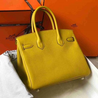 Hermes Yellow Clemence Birkin 30cm Bag