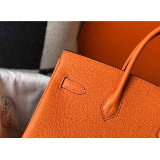 Hermes Orange Clemence Birkin 35cm Bag