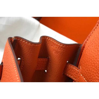 Hermes Orange Clemence Kelly 28cm Bag