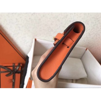 Hermes Orange Epsom Kelly Cut Handmade Bag
