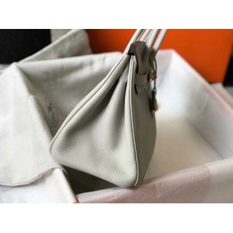 Hermes Pearl Grey Clemence Birkin 30cm Bag GHW
