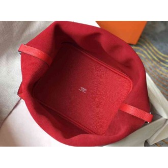 Hermes Picotin Lock 18 Bag In Red Clemence Leather