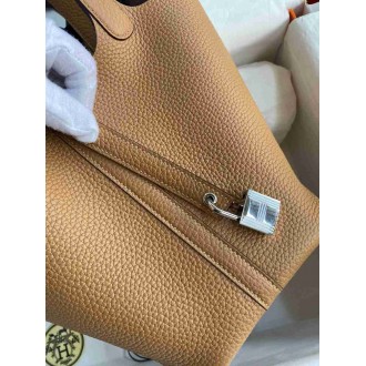 Hermes Picotin Lock 18 Handmade Bag in Biscuit Clemence Leather