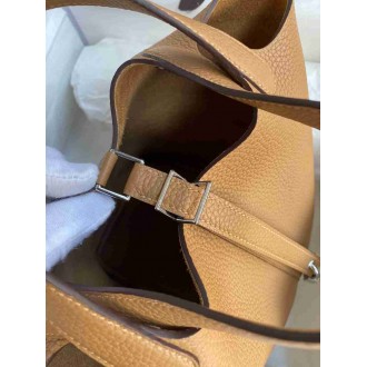 Hermes Picotin Lock 18 Handmade Bag in Biscuit Clemence Leather