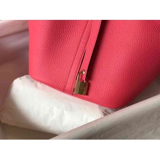 Hermes Picotin Lock 22 Bag In Rose Lipstick Clemence Leather