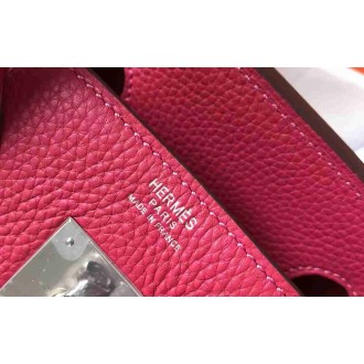 Hermes Rose Red Clemence Birkin 30cm Bag