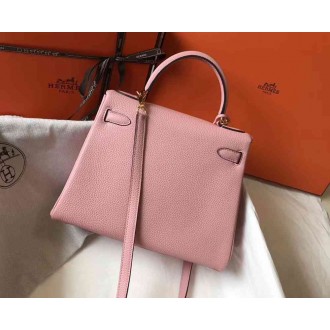 Hermes Pink Clemence Kelly 32cm Retourne Bag