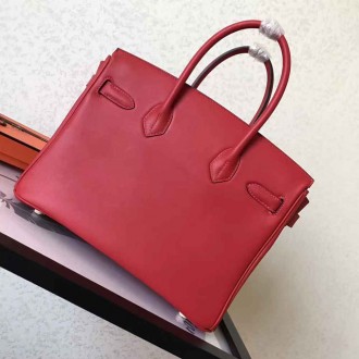 Hermes Red Birkin 30cm Swift Handmade Bag
