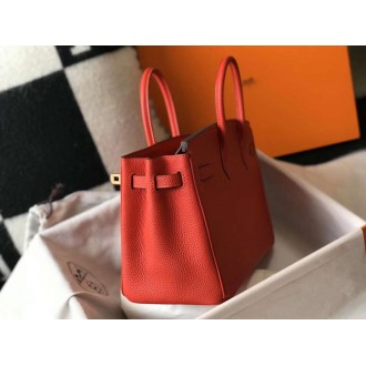 Hermes Red Clemence Birkin 30cm Bag