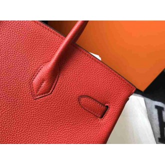 Hermes Red Clemence Birkin 35cm Bag
