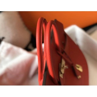 Hermes Red Clemence Birkin 35cm Bag