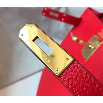 Hermes Red Clemence Kelly 32cm Retourne Bag
