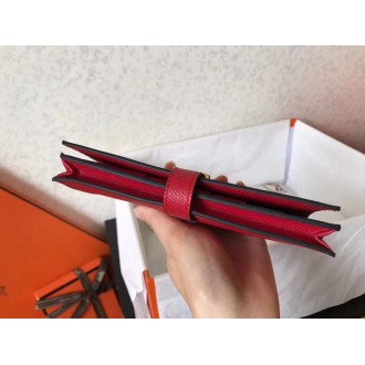 Hermes Red Epsom Bearn Gusset Wallet