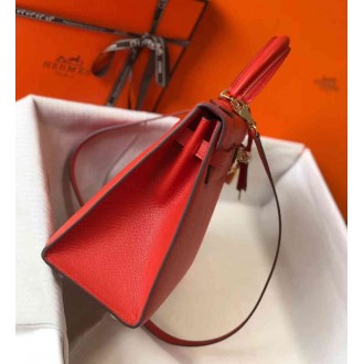 Hermes Red Epsom Kelly 32cm Sellier Bag